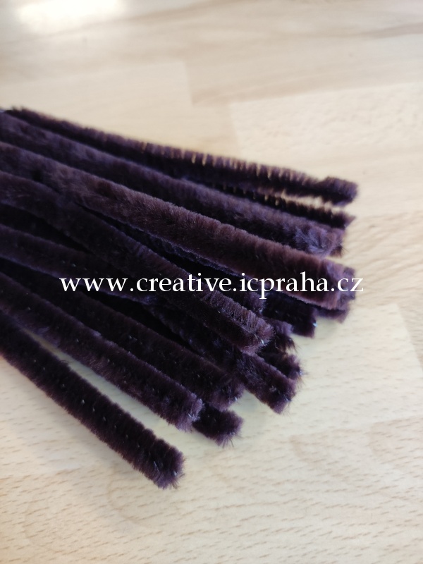 chlupaté barevné drátky - 50cm hnědý tm.